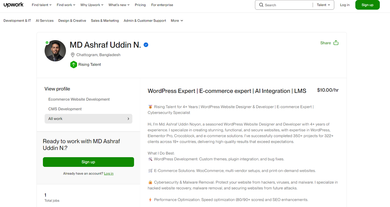MD Ashraf Uddin Noyon — Upwork Rising Talent profile